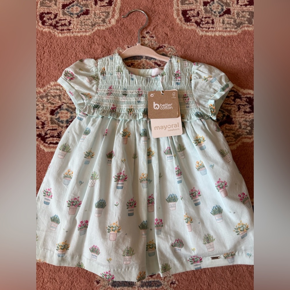 Mayoral Newborn Light Blue Floral Dress